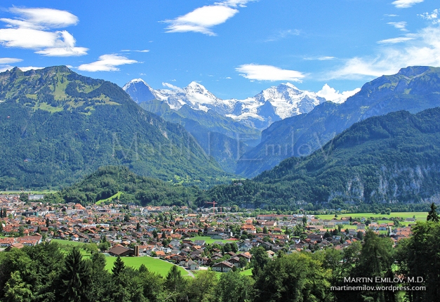 Айгер, Монахът и Девицата от Интерлакен - Eiger, Monch and Jungfrau, view form Interlaken 